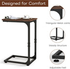 C Shaped End Table, C Shaped Under Couch Slider, Small Wood Under Sofa Sliding Side Table, for Living Room, Bedside, Laptop, Computer, TV Dinner, or Recliner, Walnut