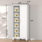 Coolsun Metal Pantry Cabinet, 71" Kitchen Pantry Storage Cabinet with 2 Doors and 4 Adjustable Shelves, Food Pantry Cabinet for Kitchen, Living Room, Dining Room, Home Office