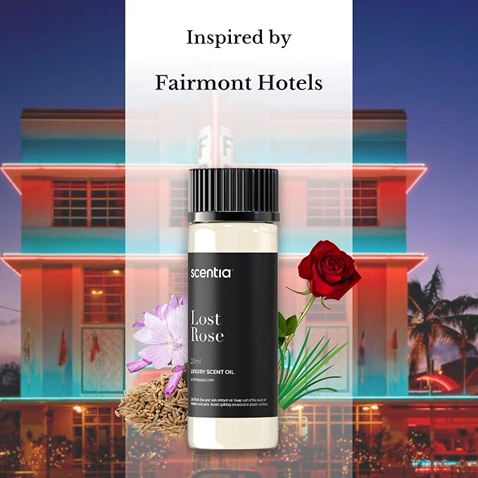 Hotel Diffuser Oil Inspired by Fairmont Hotel Scent - 20 mL 0.67 fl oz - Fragrance Oil Blend Rose, Oud Wood & Clove Notes for Aromatherapy Diffusers and Humidifiers - Lost Rose