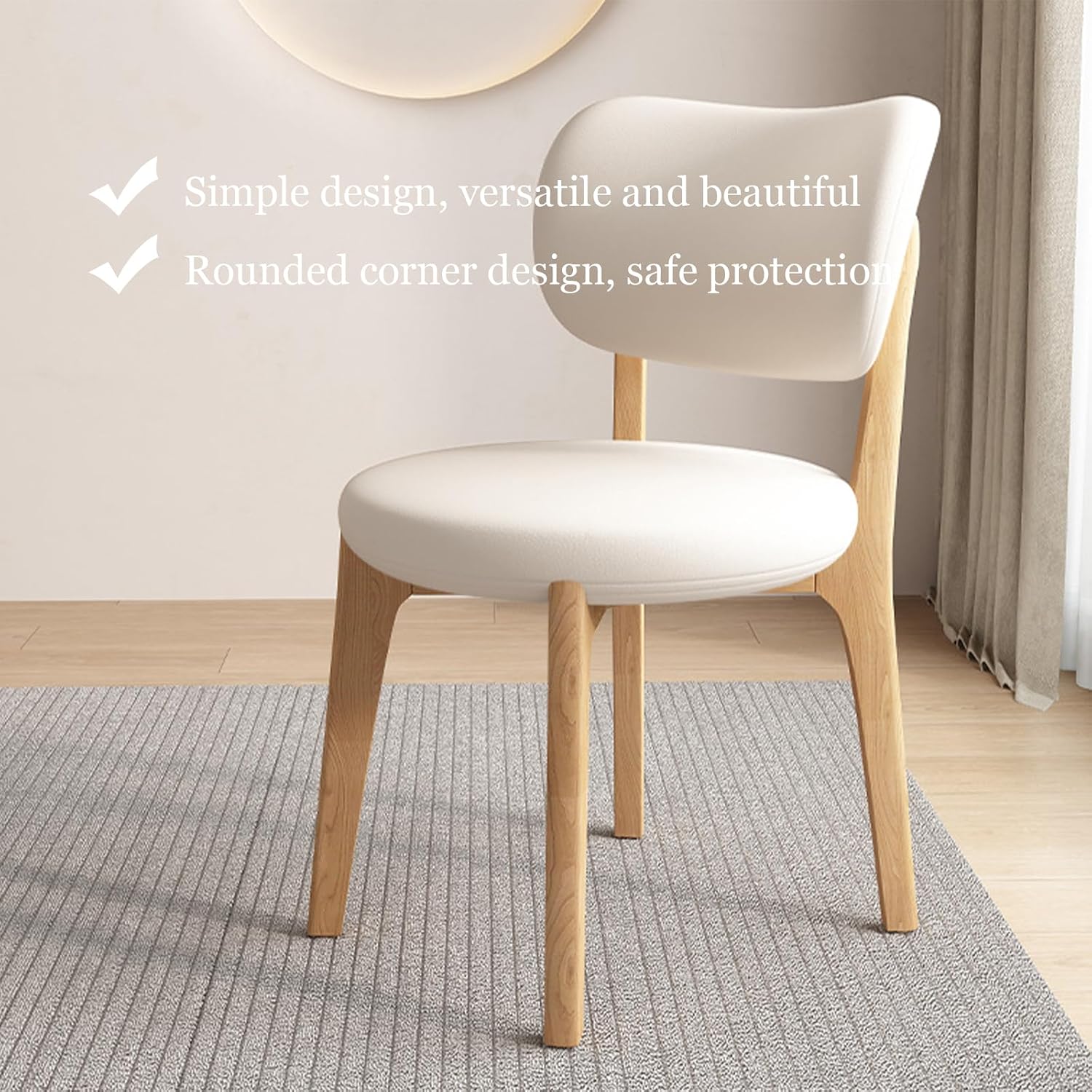 Solid Wood Dining Chairs Set of 2,Mid Century Modern Dining Chairs with Curved Backrest & Wood Frame,Upholstered Dining Room Chairs for Kitchen, Living Room Light Walnut+Dark Khaki
