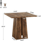 LITTLE TREE Wooden Square Dining Table 4 Sets, 31.5" Farmhouse Kitchen Table with Heavy-Duty Pedestal Base, Dinner Furniture for Dining Room, Living Room, Kitchen (1, Rustic Brown)