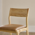 Watson & Whitely Wood Dining Chairs Set of 2, Modern Leather Upholstered Kitchen Chairs with Ergonomic Curved Backrest and Solid Wood Frame, Farmhouse Chairs for Dining Room, Living Room, Camel