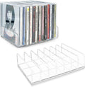 Philbinden 2 Pcs Clear Acrylic CD Holder, DVD/CD Display Rack & CD Storage Box & Vinyl Record Storage Stand Holds up to 14 Standard CD Cases for Media Shelf Storage and Organization