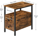 HOOBRO End Table, Narrow Chairside Table with Drawer and Open Storage Shelf, Nightstand for Small Spaces, Stable and Sturdy Construction, Wood Look Accent Furniture, Rustic Brown and Black BF548BZ01G3