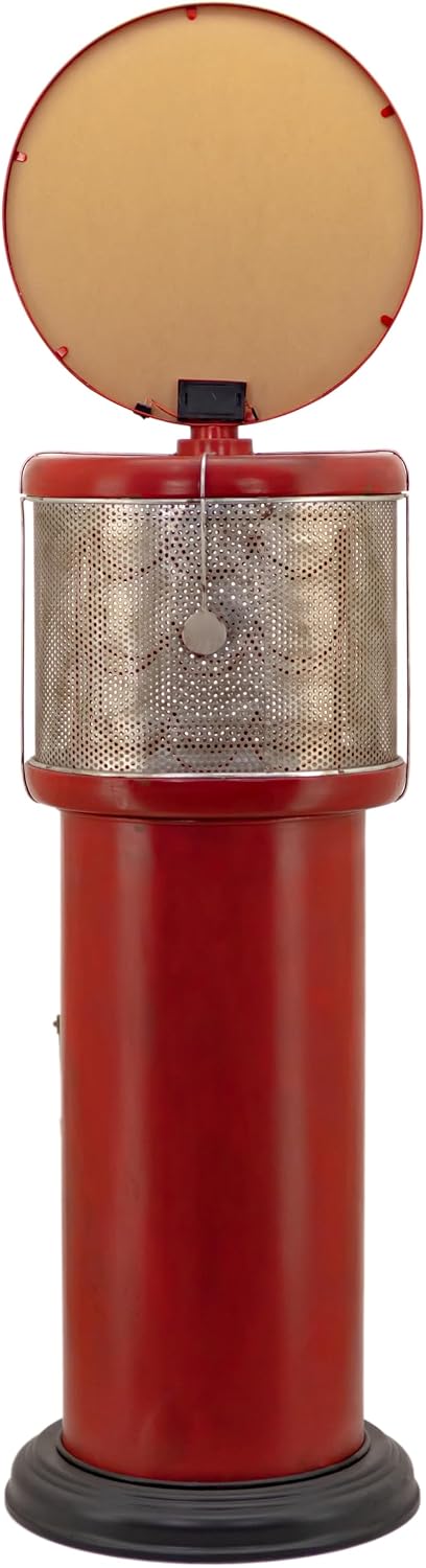 Zaer Ltd. Vintage Style Gas Pump Wine Rack with LED Light Accents, Route 66 Design, 70.5" Tall Metal Storage Display Cabinet, Red