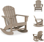 Signature Design by Ashley Sundown Treasure Cottage Weather Resistant Outdoor Rocking Chair with 1 Cup Holder, Light Brown