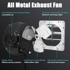 Criditpid 14 Inch Shutter Exhaust Fan with Speed Controller and Power Cord for Garage, Greenhouse, Attic, Chicken Coop, Shop, Shed, Basement Ventilation, 1088 CFM 1450 RPM Wall Mounted Exhaust Fan.