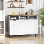 Giantex Sideboard Cabinet - 47” Buffet Cabinet with Storage Compartments, Countertop, 3 Doors Kitchen Cabinets, Modern Furniture for Living Room, Entryway, Coffee Bar (White & Natural)