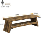 47 inch Entryway Bench, Wood Entry Bench for Shoe Storage, 2-Tier Modern Farmhouse Long Shoe Bench for Hallway, Front Door, Bedroom, Living Room, Closet, Mudroom, Rustic Brown