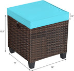 HAPPYGRILL 2pcs Patio Ottoman Set Outdoor Rattan Wicker Ottoman Seat with Removable Cushions Patio Furniture Footstool Footrest Seat