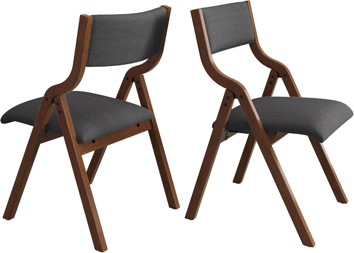 Folding Upholstered Dining Chairs 2-Piece Set,Ready to go. | Upholstered with padded seat and backrest, Solid Wood legs, Modern Side Chair, No Assembly Required,Foldable & Space-Saving