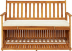 Gecheer Storage Bench Rustic Solid Acacia Wood 120x63x84 cm for Garden Outdoor Patio