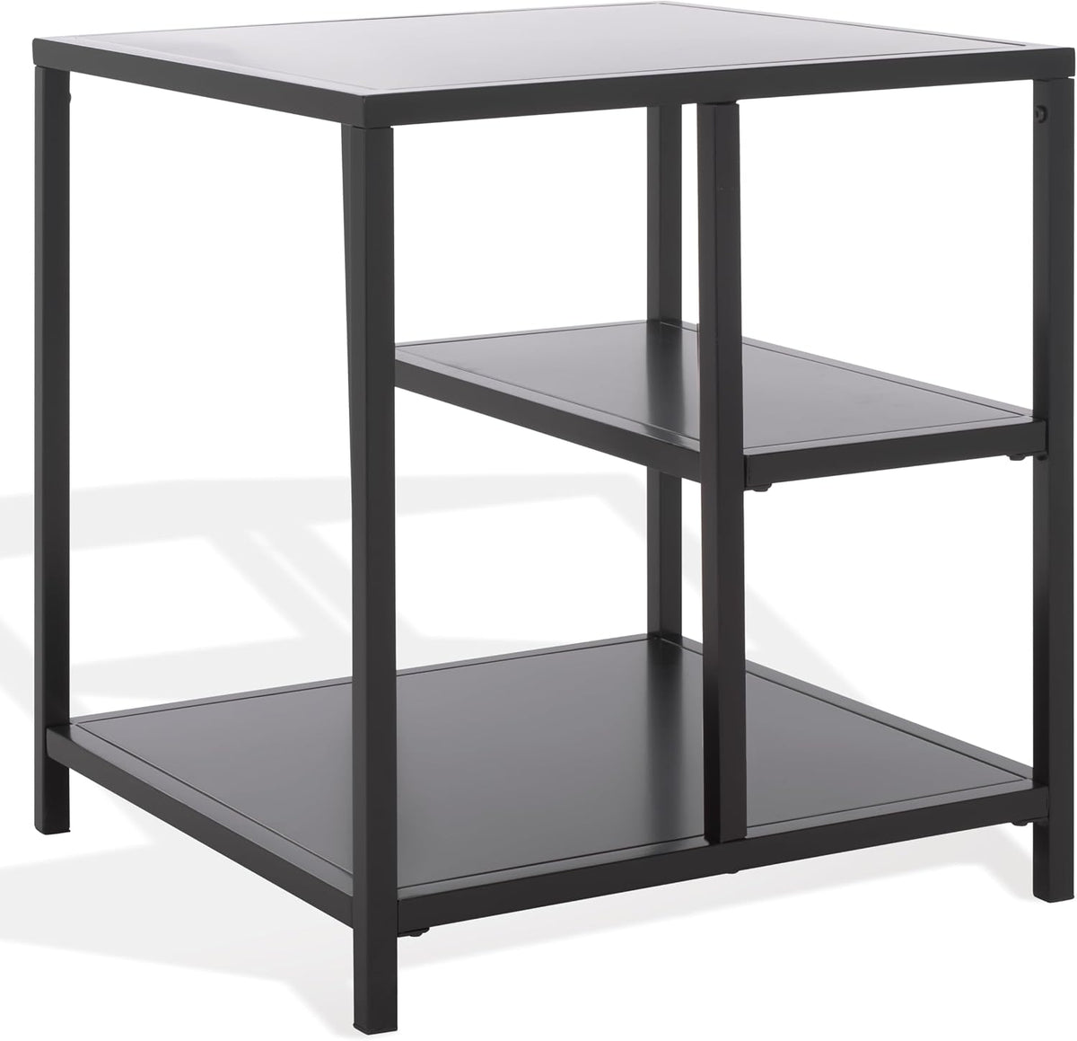 SAFAVIEH Couture Collection - Hodge Black Iron Accent Table, 3-Shelf Open Storage Side Table, Minimalist Modern Design (SFV9557A)