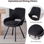 Swivel Dining Chair Set of 4, Modern Upholstered Fabric Kitchen Chairs with Thicken Cushion for Living Room Bedroom Restaurant (Black)