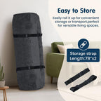 8 Inch Futon Mattress Full Size, Futon Floor Sofa Bed Foldable with Soft Corduroy Fabric - High Resilience Foam Filling - 2 Storage Straps for Home, Guest Room, Dorm, Grey (Frame Not Included)
