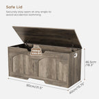 39.4" Storage Chest, Retro Storage Bench, Storage Trunk with 2 Safety Hinges, Large Entryway Bench Box, 39.4 x 15.7 x 18.3 Inches, U-Shaped Opening for Entryway Hallway Living Room, Light Greige