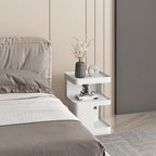 Modern Side Table for Couch, End Tables for Small Spaces, Metal nightstand, Accent Desks with Storage for Living Room, Office, Bedroom, and Cloakroom