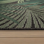 Paco Home Indoor & Outdoor Rug Flat-Weave Jungle Floral Palm Trees Design Black Green, Size: 7'10" x 11'2"