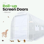KING BIRD Premium 10x6.6x6.6FT Greenhouse for Outdoors, Large Walk-in Heavy Duty Galvanized Steel Frame, Mesh Door Screen Window Upgraded Zipper Tunnel Hoop for Garden Plant Winter, White