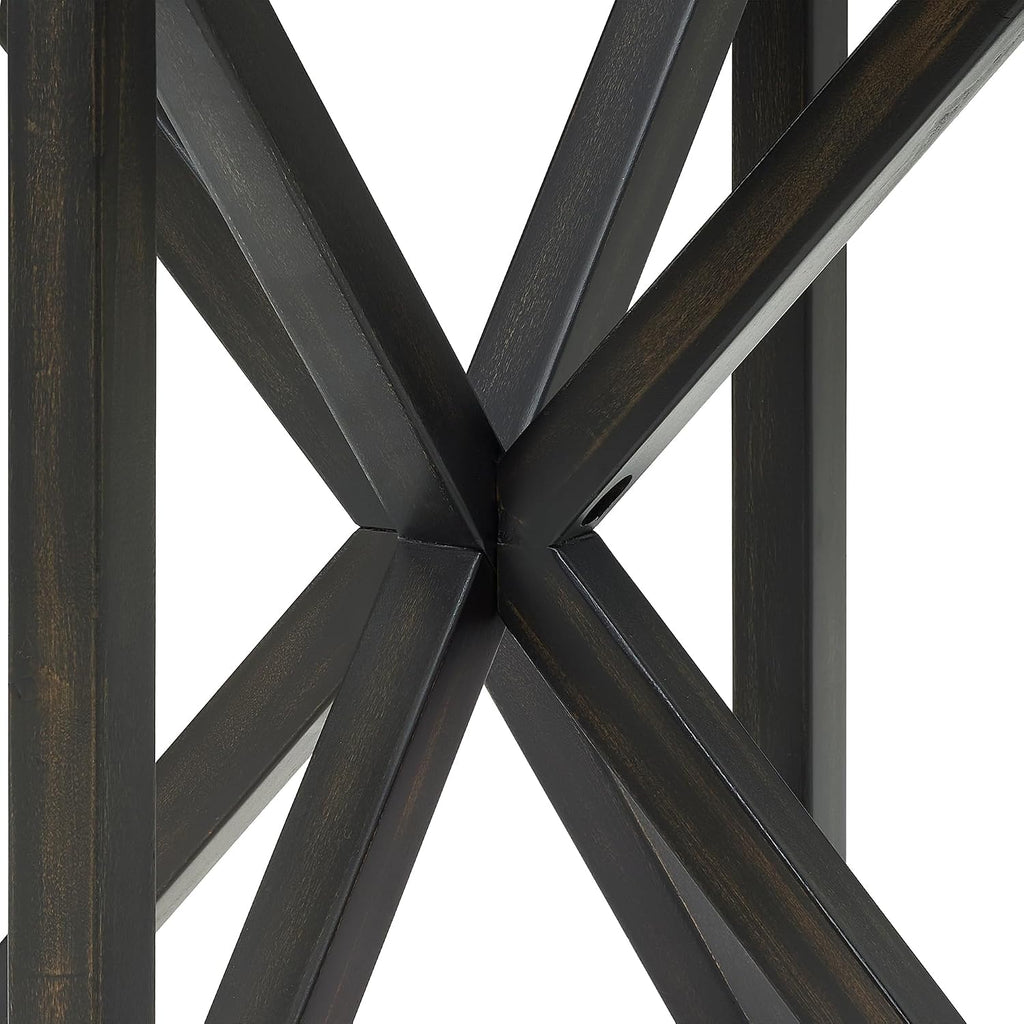 22 inch Round Side Table, Tempered Glass End Table with Solid Wood Base for Living Room, Black