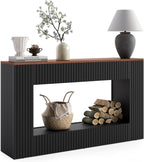 LITTLE TREE Black Console Table for Entryway, 55 Inch Long Narrow Farmhouse Sofa Table with Storage for Living Room, Hallway, Entry, Behind Couch, Entrance, Foyer