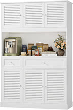 HIFIT 71" Tall Kitchen Pantry Cabinet with Spacious Countertop, 47.2" Wide Kitchen Hutch with Coffee Bar, Farmhouse Shoe Storage Cabinet for Entryway, White