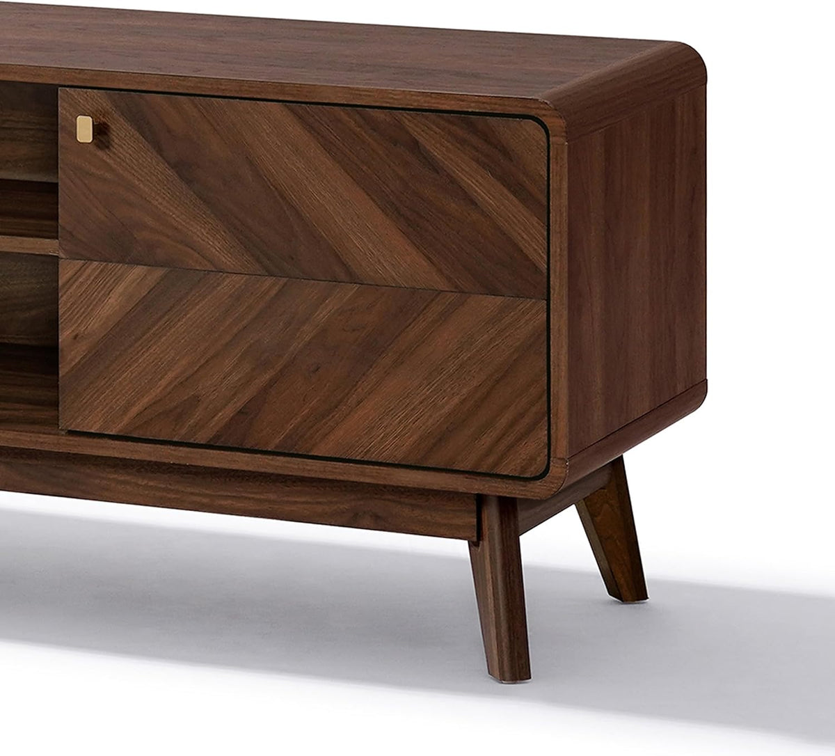 LuxenHome 63" Mid Century Modern TV Stand for Living Room for TVs up to 65" | Entertainment Center with Storage, Wood TV Console with Tapered Legs, Television Stands