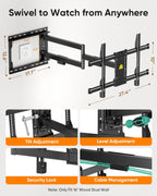 FORGING MOUNT Corner TV Wall Mount for Most 37-75 Inch TVs up to 99lbs | Full Motion TV Wall Mount with 30" Long Extension Arm, Swivel Tilt, Max VESA 600x400mm