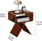 Acrylic Nightstand Side Table Modern Design Clear Home Decor Display End Table for Living Room (Dark Brown)