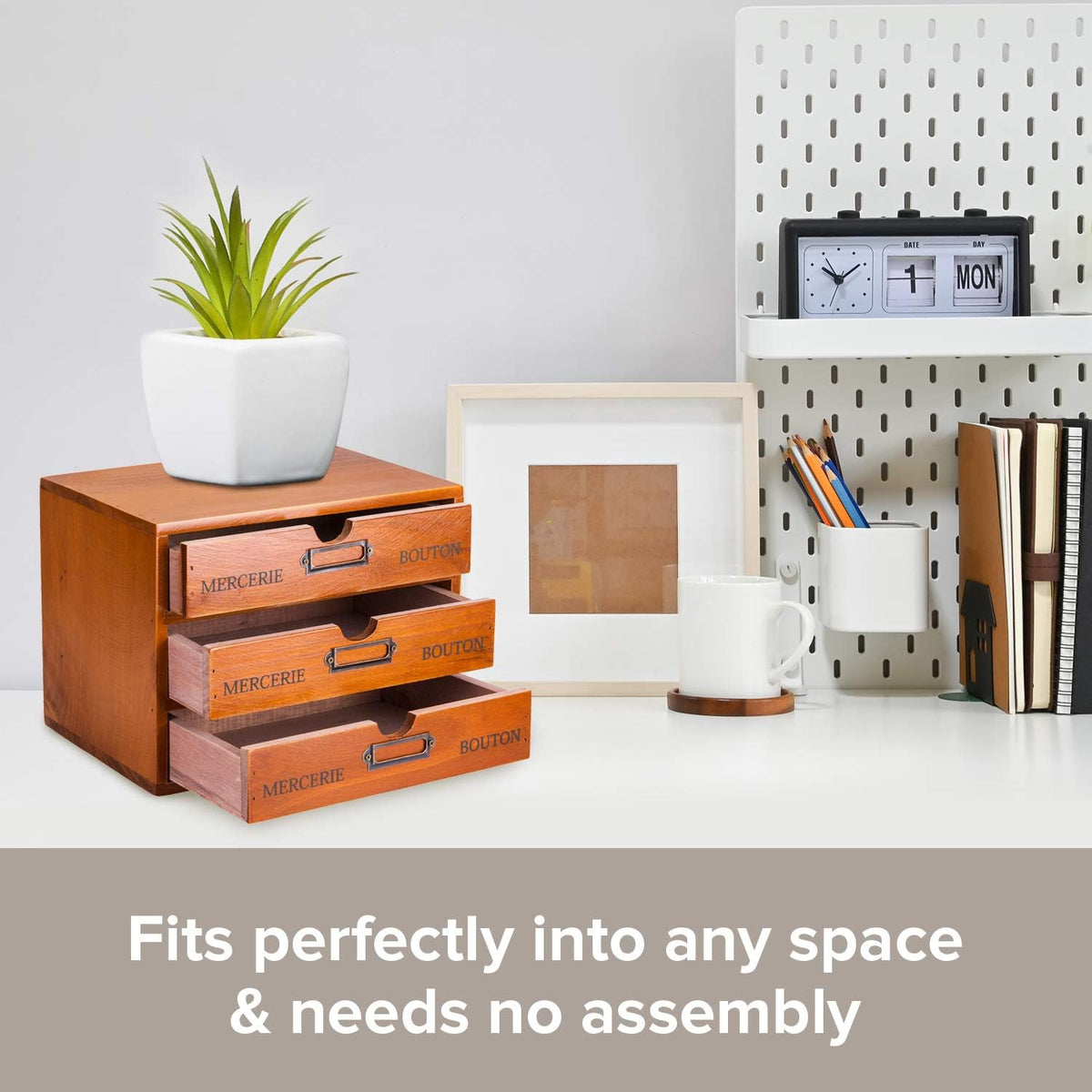 5-Piece Vintage Organization and Storage Set - Single Drawer, 2-Drawer, 3-Drawer, 4-Drawer & 5-Drawer Organizer Chests - Embroidery, Sewing, Arts and Craft Journaling - Stackable Modular Storage