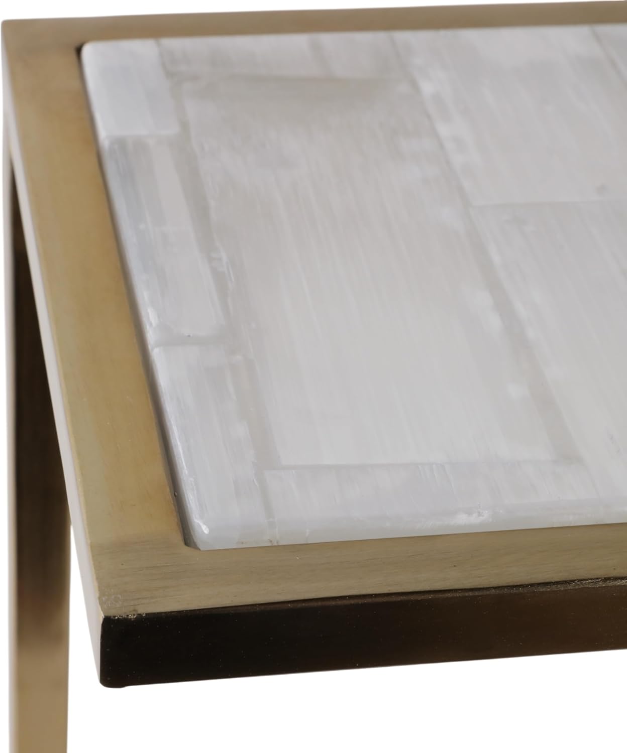 Home Decor End Table, Side Table, or Night Stand - Metal C-Shaped Accent Table with Marble Top Perfect for Big or Small Spaces - A Modern Accent for Office, Bedroom, or Living Room - 24" White & Gold