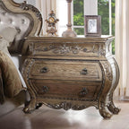 3 Drawers Nightstand in Vintage Oak Finish ﻿,for Small Spaces