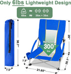 Romswi 2 Pack Lightweight Low Beach Chairs with Breathable Mesh Back, 6LBS Folding Portable Sand Chairs with Cup Holder, Heavy Duty 300lbs Capacity for Camping & Outdoor Use, Blue