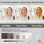Xixini 43.4" Makeup Vanity Desk with LED Mirror, RGB Glass Cabinets, White