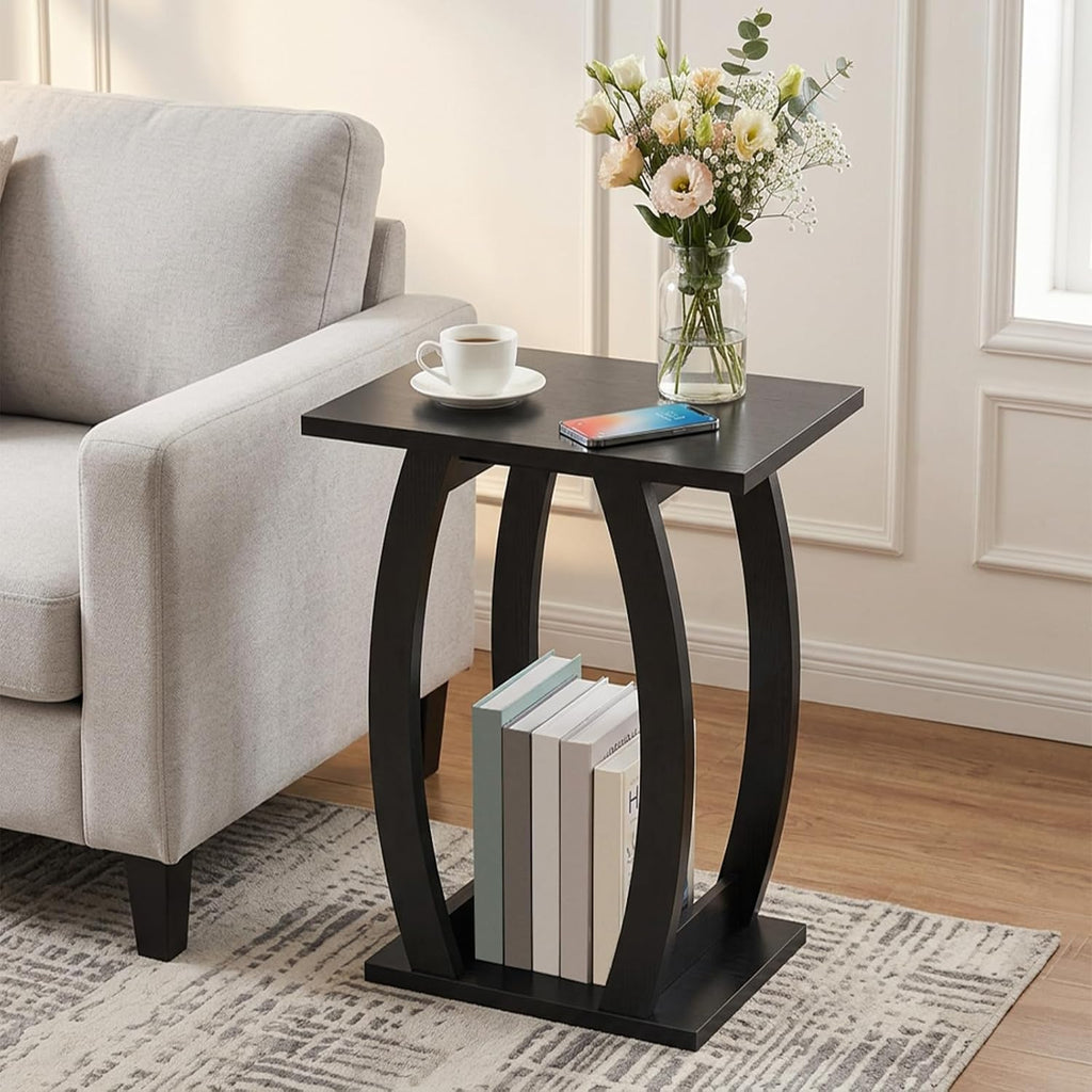 MAHANCRIS End Tables Living Room Set of 2, Side Table Beside Sofa, Black