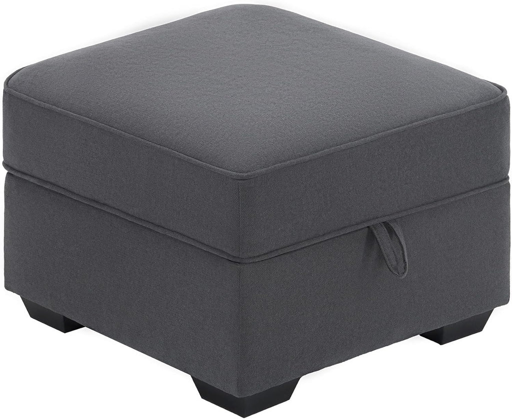 AMERLIFE Upholstered Storage Ottoman Footrest, Charcoal Grey | Storage Ottoman Footrest, Hidden Storage Compartment, Soft Upholstered Comfort