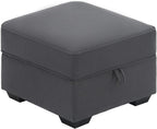 AMERLIFE Upholstered Storage Ottoman Footrest, Charcoal Grey | Storage Ottoman Footrest, Hidden Storage Compartment, Soft Upholstered Comfort