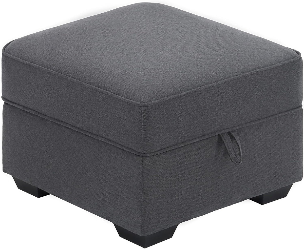 AMERLIFE Upholstered Storage Ottoman Footrest, Charcoal Grey | Storage Ottoman Footrest, Hidden Storage Compartment, Soft Upholstered Comfort