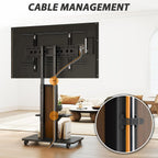 TVON Heavy Duty Rolling TV Stand for 55-100 inch Large Screens | Supports up to 172 lbs (150 lbs TV + 22 lbs Shelf), Mobile TV Cart with Wooden Base and Alloy Wheels, Black and Walnut