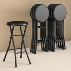 Vinyl Padded Folding Stool, 24 Inch, Black