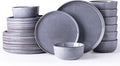 AmorArc Stoneware Dinnerware Sets,Round Reactive Glaze Ceramic Plates and Bowls Sets,Highly Scratch Resistant | Microwave & Dishwasher Safe,Service for 8 Dishes Set (24pc)