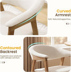 CIMOTA Upholstered Dining Chairs with Arms Set of 2, Mid Century Modern Kitchen & Dining Room Chairs, Comfortable Curved Backrest & Trapezoid Solid Wood Legs, Linen Beige