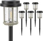 XMCOSY+ Solar Pathway Lights, 20 LM Bright Solar Light Outdoor, Waterproof Seed Glass & Metal Solar Powered Garden Lights, Outside Solar Lights for Yard Lawn Landscape Walkway(Black & Grey)