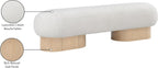 Meridian Furniture 22001Cream Robertson Collection Art Deco Bench with Luxurious Cream Boucle Fabric and Rich Natural Oak Finish, 60.5" W x 18" D x 16" H, Cream