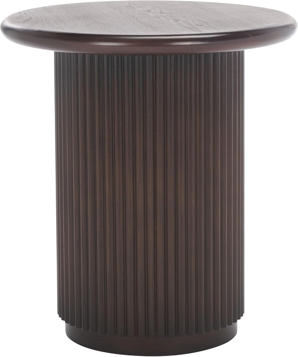 SAFAVIEH Home Collection Agami Dark Brown Round Top Pedestal End Table (Fully Assembled)