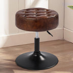 Velvet Tufted Makeup Chair, 360° Swivel Adjustable Vanity Chair Ottoman Stool Vanity Stool for Bedroom Modern Accent Chairs Big Size Stools for Living Room Bathroom, PU, Darkbrown