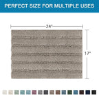 H.VERSAILTEX Bathroom Rugs Bath Rugs for Bathroom Non Slip Bath Mats Extra Thick Chenille Striped Rug 17" x 24" Absorbent Soft Shaggy Washable Dry Fast Bath Mats for Bath Room Floor - Taupe
