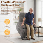 Power Lift Recliner Chair for Elderly with Massage and Heat, Comfortable Electric Power Reclining Chair with Side Pockets,2 Cup Holders and USB Charging Port for Living Room (Grey)