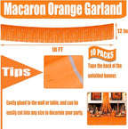 10 Pack 10 Feet Foil Fringe Garland Metallic Tinsel Streamers Banner Wall Hanging Curtain Backdrop for Parade Floats, Bachelorette, Wedding, Birthday, Halloween, Christmas Party Decorations(Orange)