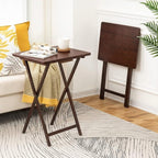 Folding TV Tray Table, Rubberwood, Walnut, 19" x 14.5" x 26", Indoor, 1 Piece